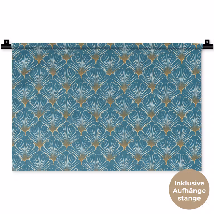 Symmetrisch - Patroon - Blauw Wandkleed katoen klein 269 -t3d_DE