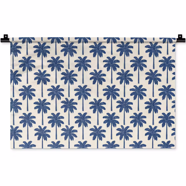 Symmetrisch - Palm - Blauw Wandkleed katoen klein 269 -zz3d