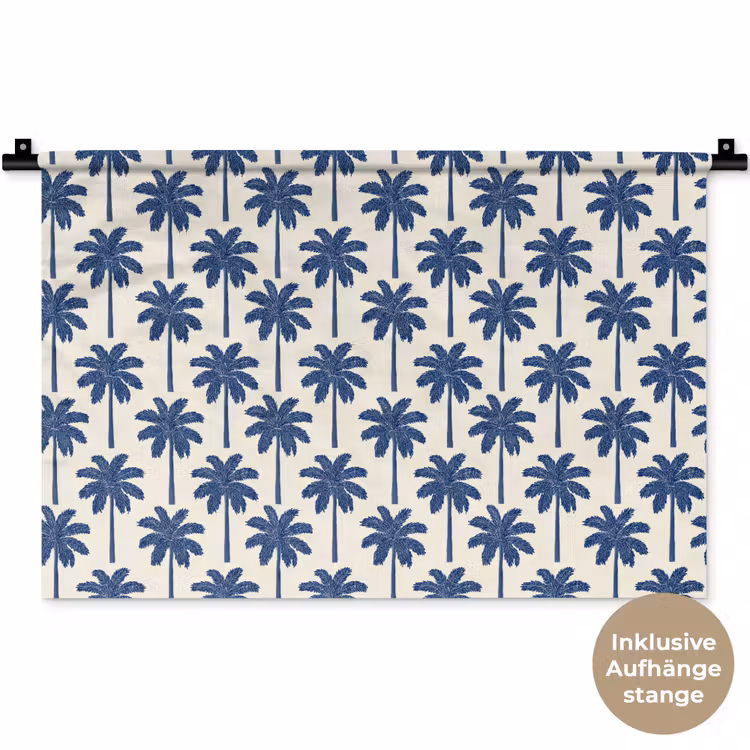 Symmetrisch - Palm - Blauw Wandkleed katoen klein 269 -t3d_DE
