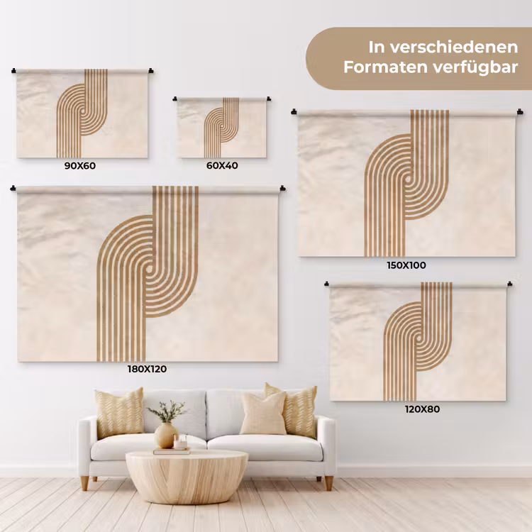 Symmetrische bocht - Koperkleurig Wandkleed katoen klein -tsfeer8_DE