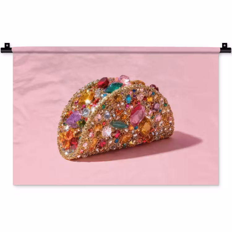 Taco - Kleurrijk - Edelstenen - Goud Wandkleed katoen klein -zz3d