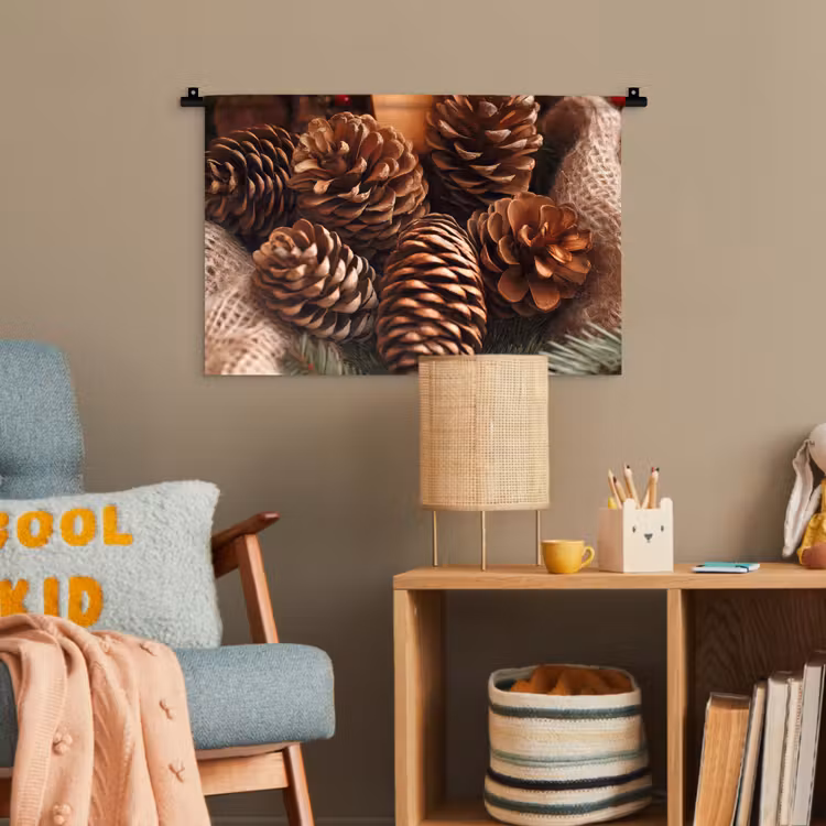 Dennenappels - Boom - Winter - Natuur - Bruin Wandkleed katoen klein -wsfeer4_kind