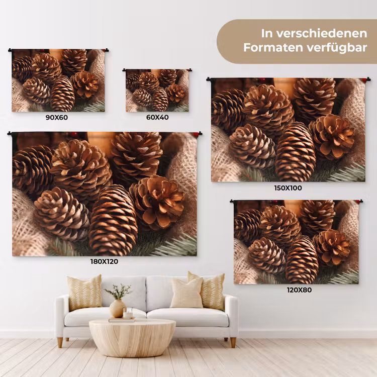 Dennenappels - Boom - Winter - Natuur - Bruin Wandkleed katoen klein -tsfeer8_DE