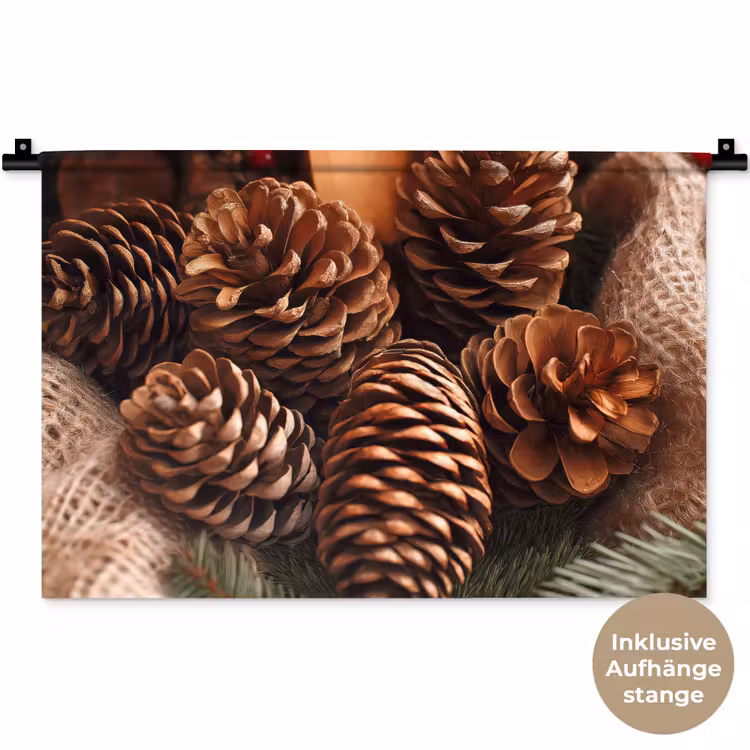 Dennenappels - Boom - Winter - Natuur - Bruin Wandkleed katoen klein -t3d_DE