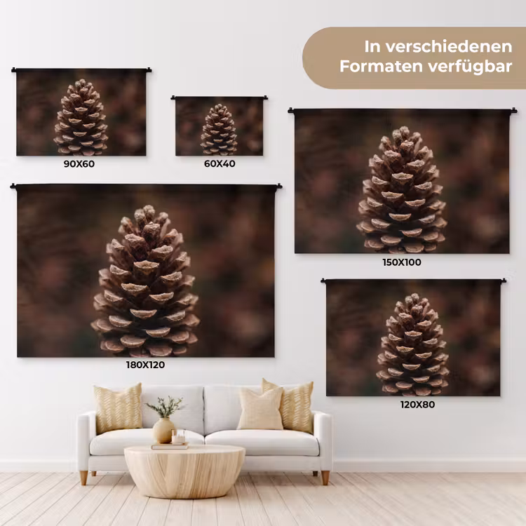 Dennenappel - Bos - Herfst - Bruin - Sfeervol Wandkleed katoen klein -tsfeer8_DE