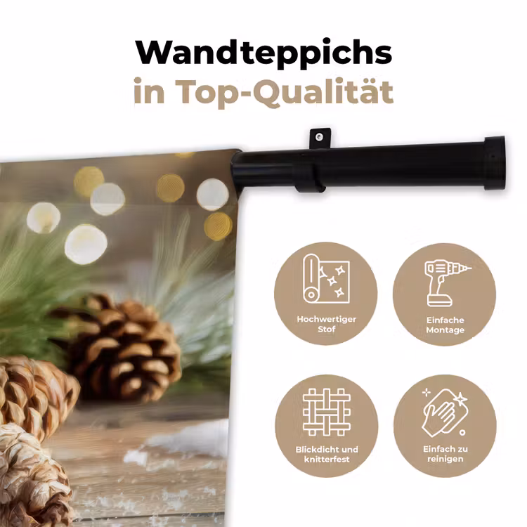 Dennenappels - Kerstsfeer - Bruin - Groen Wandkleed katoen klein -tsfeer2_DE