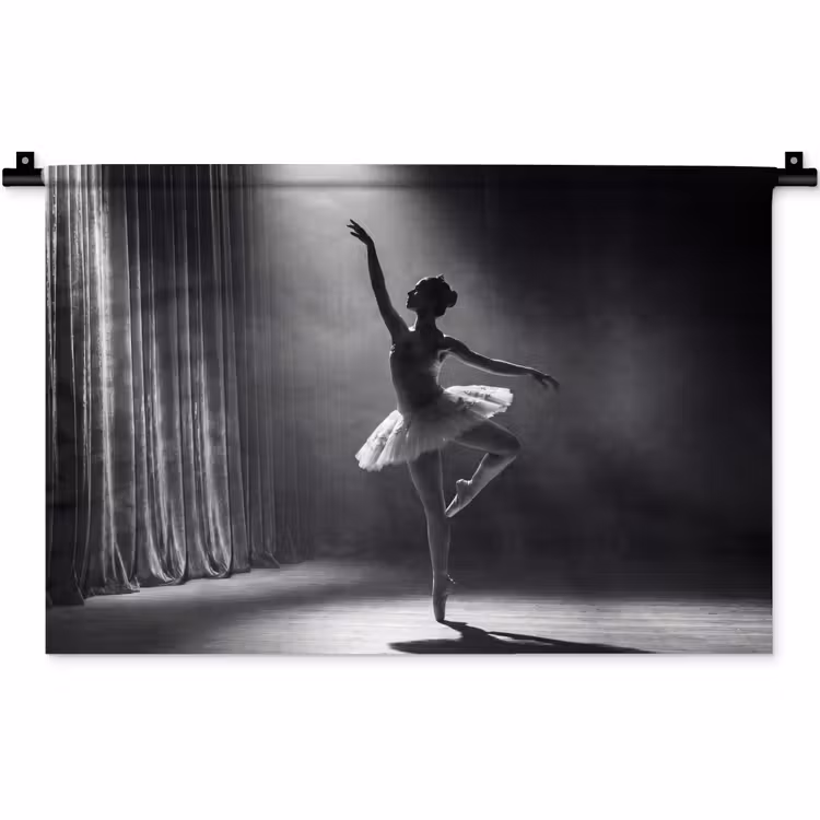 Danser - Podium - Zwart-wit - Kunst - Klassiek Wandkleed katoen klein -zz3d