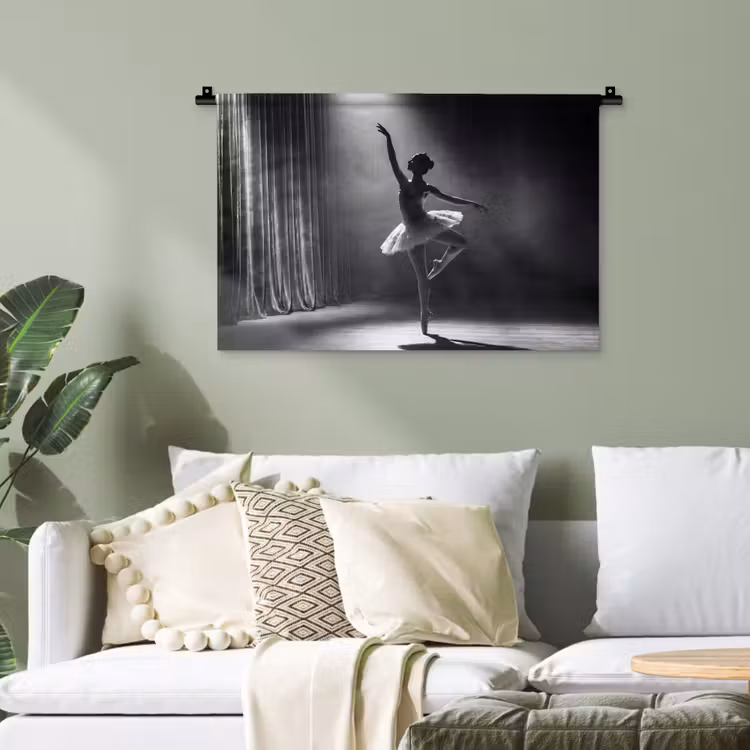 Danser - Podium - Zwart-wit - Kunst - Klassiek Wandkleed katoen klein -sfeer7