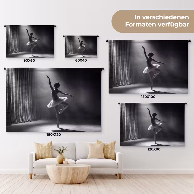 Danser - Podium - Zwart-wit - Kunst - Klassiek Wandkleed katoen klein -tsfeer8_DE
