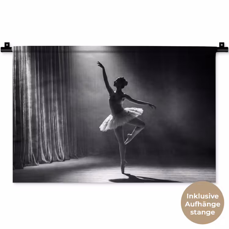 Danser - Podium - Zwart-wit - Kunst - Klassiek Wandkleed katoen klein -t3d_DE