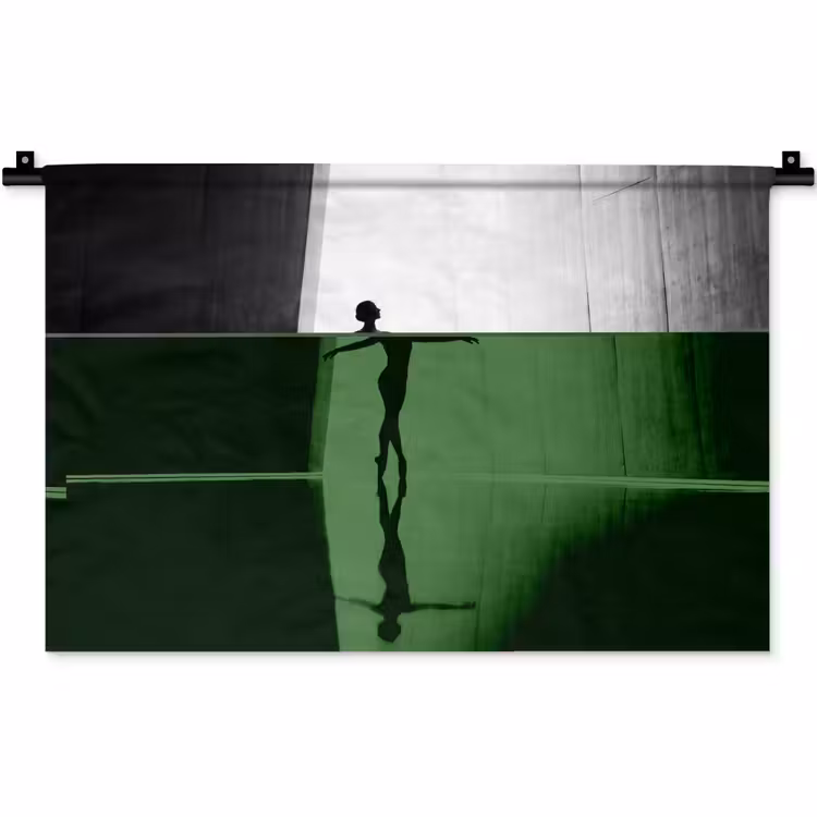 Danser - Silhouette - Kunst - Modern - Zwart-wit Wandkleed katoen klein -zz3d