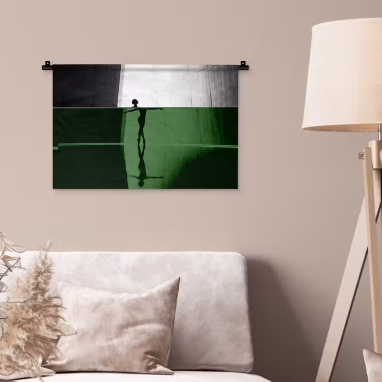 Danser - Silhouette - Kunst - Modern - Zwart-wit Wandkleed katoen klein -sfeer4