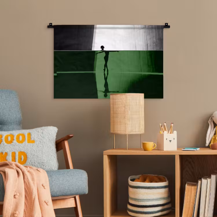 Danser - Silhouette - Kunst - Modern - Zwart-wit Wandkleed katoen klein -wsfeer4_kind