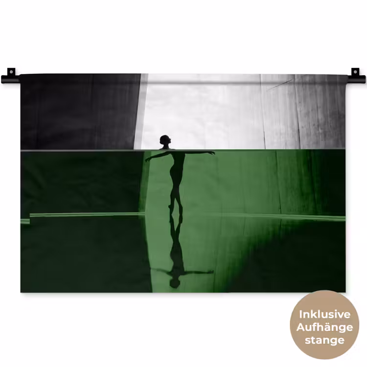 Danser - Silhouette - Kunst - Modern - Zwart-wit Wandkleed katoen klein -t3d_DE