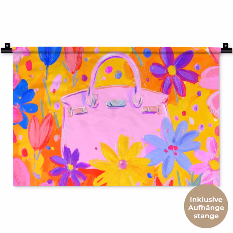 Tas - Roze - Bloemen Wandkleed katoen klein -t3d_DE