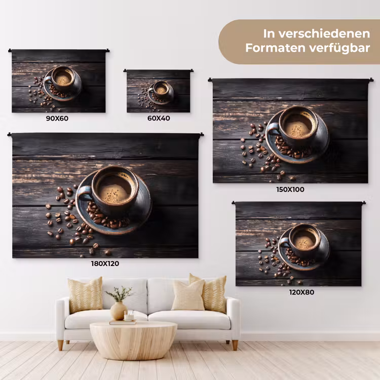 Kop - Koffie - Hout - Bonen Wandkleed katoen klein -tsfeer8_DE