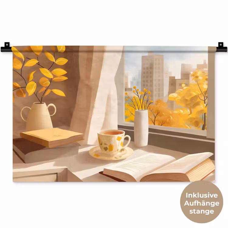 Thee - Boek - Thee - Herfst Wandkleed katoen klein -t3d_DE