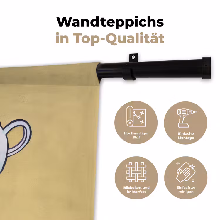 Theepot - Kopje - Beige - Illustratie Wandkleed katoen klein -tsfeer2_DE