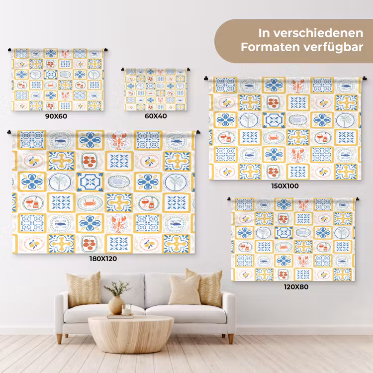 Zee - Sfeer - Mozaïek - Vis Wandkleed katoen klein 269 -tsfeer8_DE