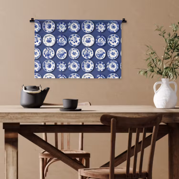 Borden - Floraal - Blauw Wandkleed katoen klein 269 -sfeer6