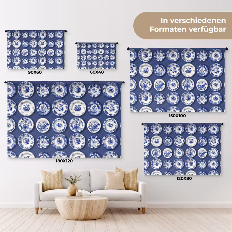 Borden - Floraal - Blauw Wandkleed katoen klein 269 -tsfeer8_DE