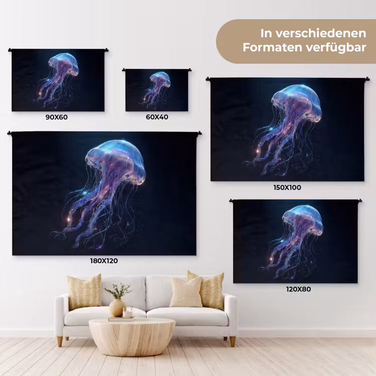 Tentakels - Kwal - Paars - Sprankeling Wandkleed katoen klein -tsfeer8_DE