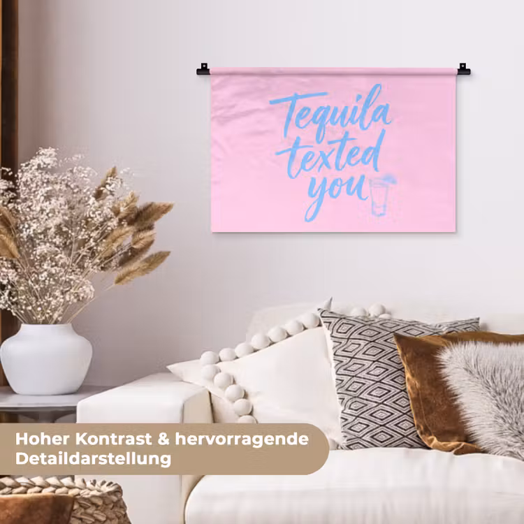 Tequila texted you - Roze - Blauw Wandkleed katoen klein -tsfeer1_DE