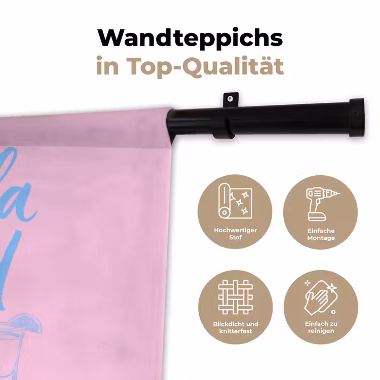Tequila texted you - Roze - Blauw Wandkleed katoen klein -tsfeer2_DE