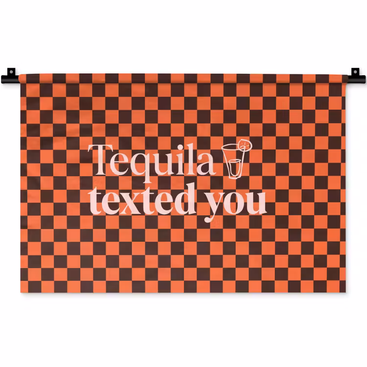 Tequila texted you - Glas - Vierkanten - Oranje Wandkleed katoen klein -zz3d
