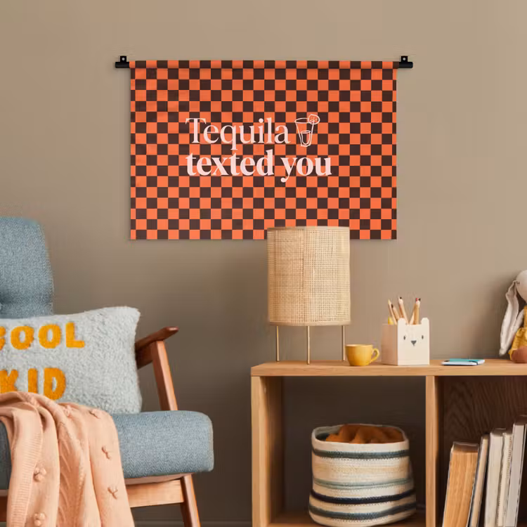Tequila texted you - Glas - Vierkanten - Oranje Wandkleed katoen klein -wsfeer4_kind