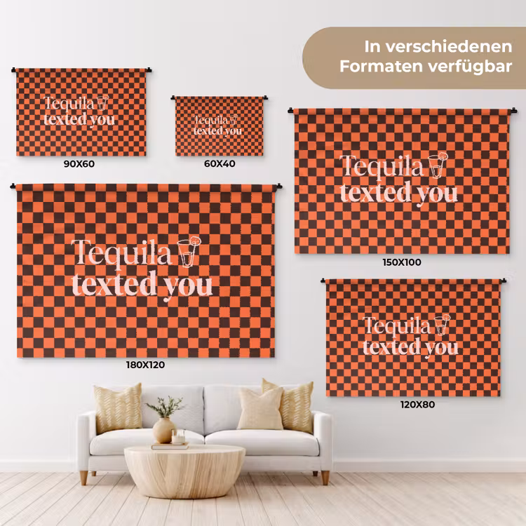 Tequila texted you - Glas - Vierkanten - Oranje Wandkleed katoen klein -tsfeer8_DE