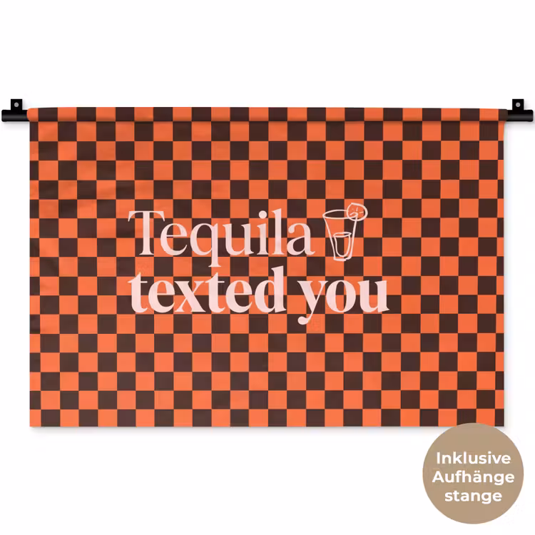 Tequila texted you - Glas - Vierkanten - Oranje Wandkleed katoen klein -t3d_DE
