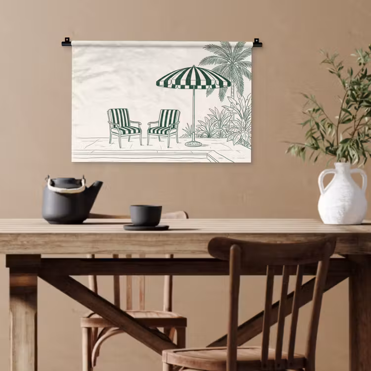 Terras - Illustratie - Groen Wandkleed katoen klein -sfeer6