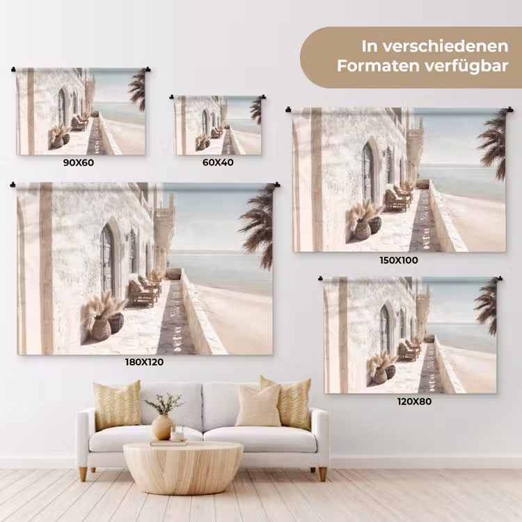 Terras - Stoelen - Strand - Beige Wandkleed katoen klein -tsfeer8_DE