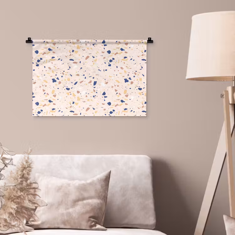 Terrazzo - Patroon - Kleurrijk - Indigo Wandkleed katoen klein 269 -sfeer4