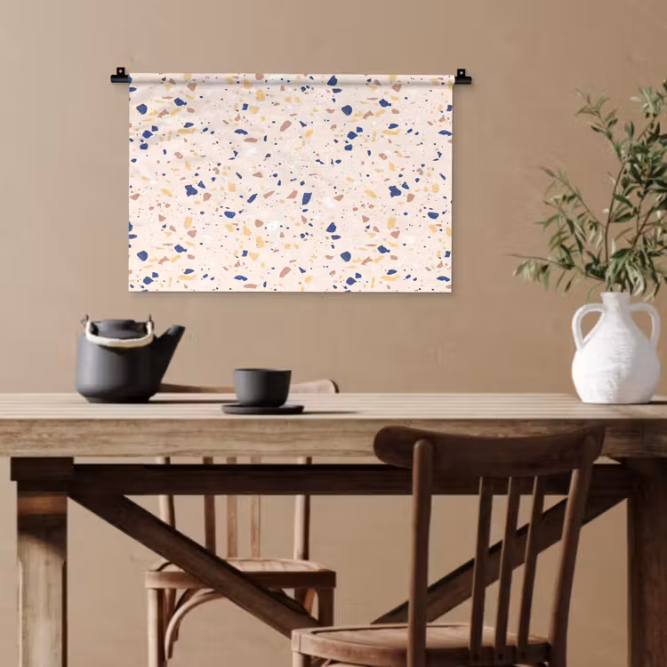 Terrazzo - Patroon - Kleurrijk - Indigo Wandkleed katoen klein 269 -sfeer6