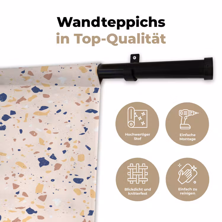 Terrazzo - Patroon - Kleurrijk - Indigo Wandkleed katoen klein 269 -tsfeer2_DE