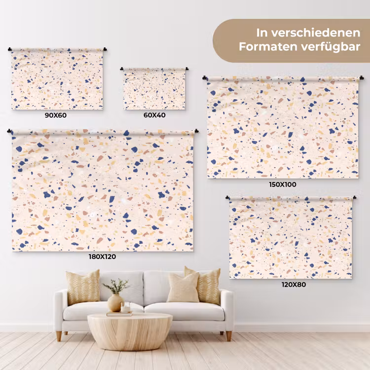Terrazzo - Patroon - Kleurrijk - Indigo Wandkleed katoen klein 269 -tsfeer8_DE