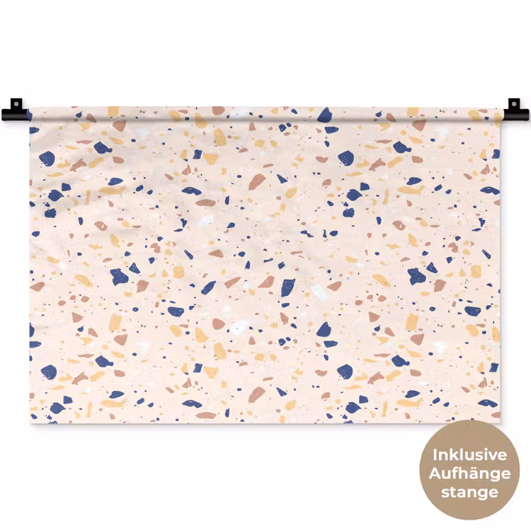 Terrazzo - Patroon - Kleurrijk - Indigo Wandkleed katoen klein 269 -t3d_DE