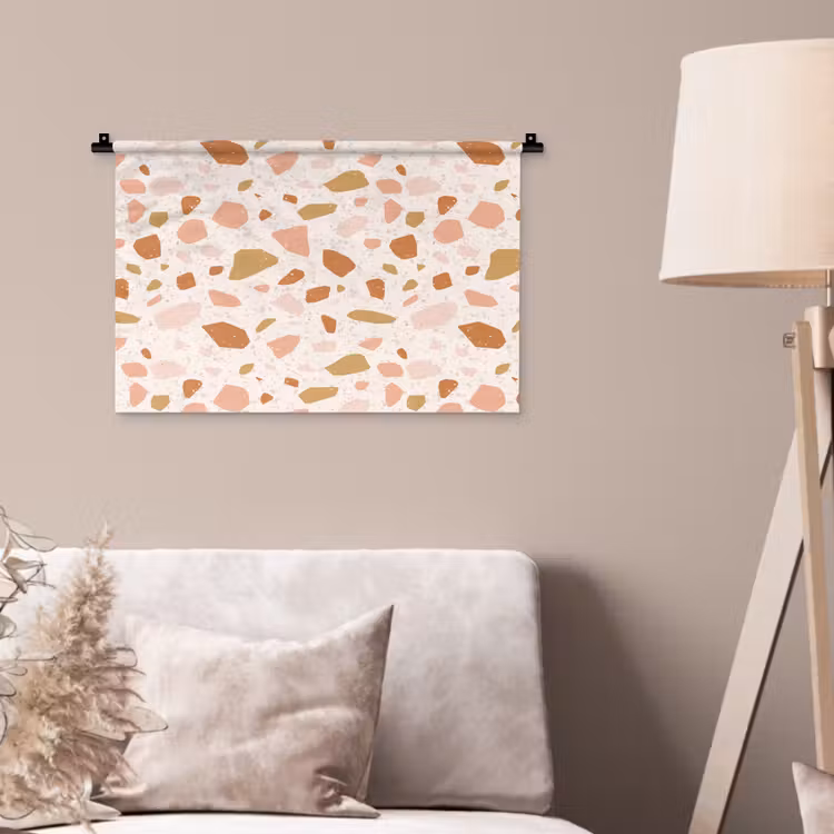 Terrazzo - Patroon - Kleurrijk - Zalm Wandkleed katoen klein 269 -sfeer4