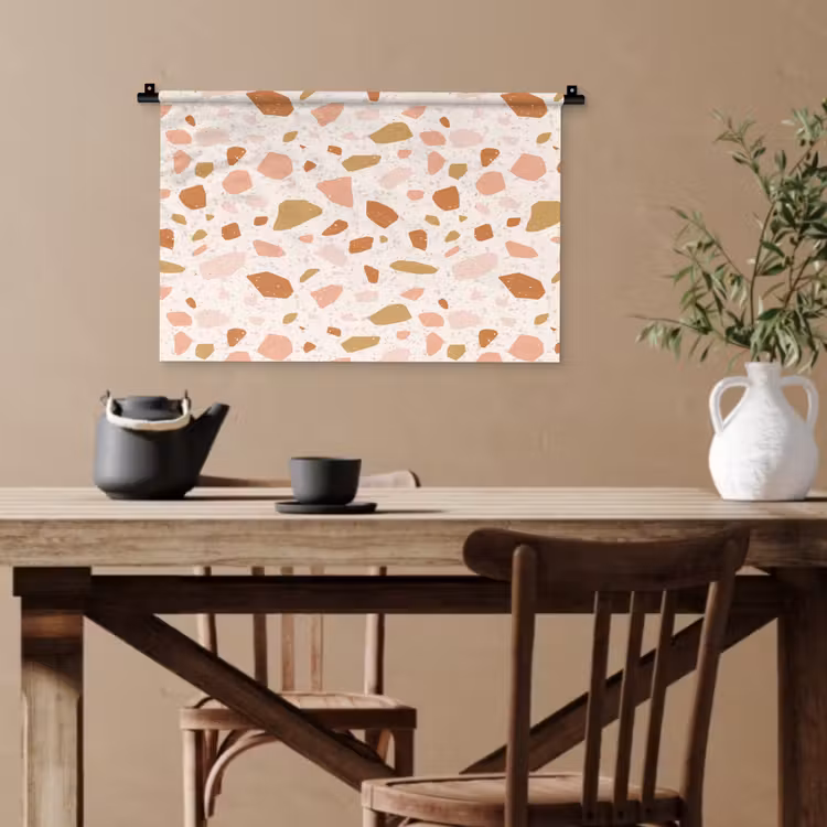 Terrazzo - Patroon - Kleurrijk - Zalm Wandkleed katoen klein 269 -sfeer6