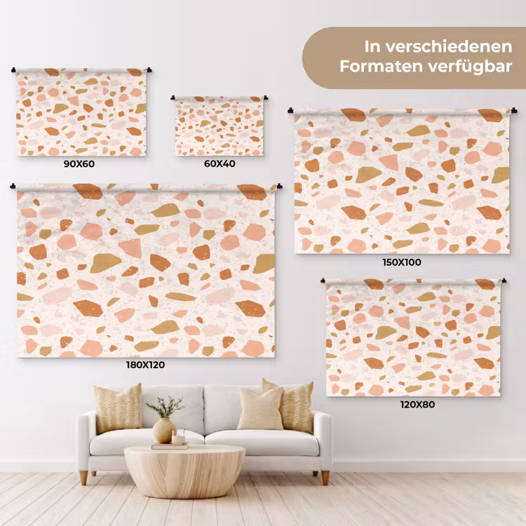 Terrazzo - Patroon - Kleurrijk - Zalm Wandkleed katoen klein 269 -tsfeer8_DE