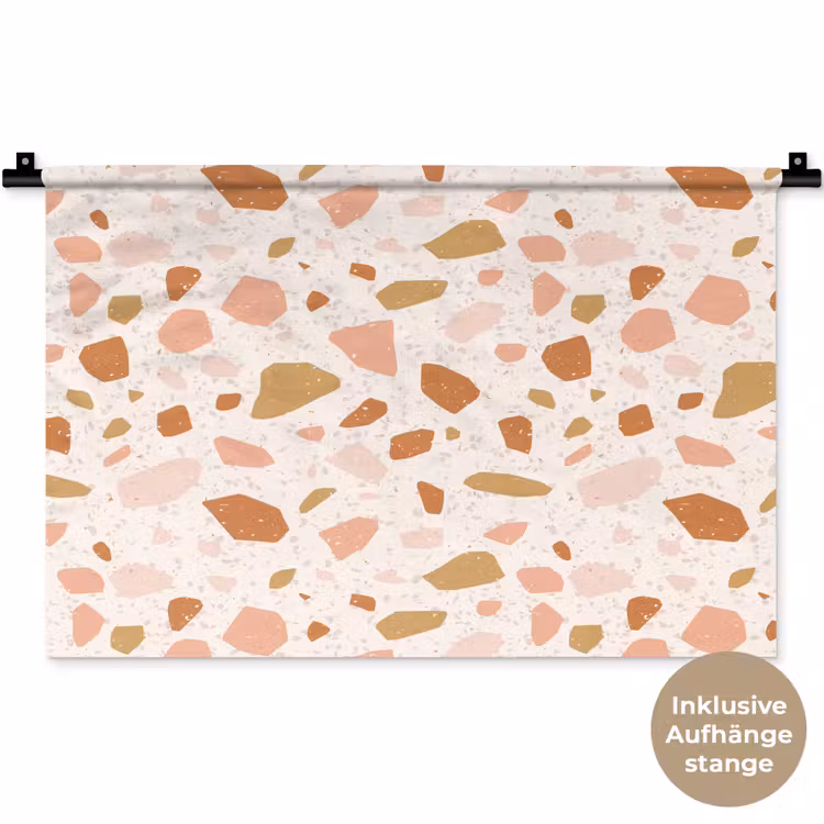 Terrazzo - Patroon - Kleurrijk - Zalm Wandkleed katoen klein 269 -t3d_DE