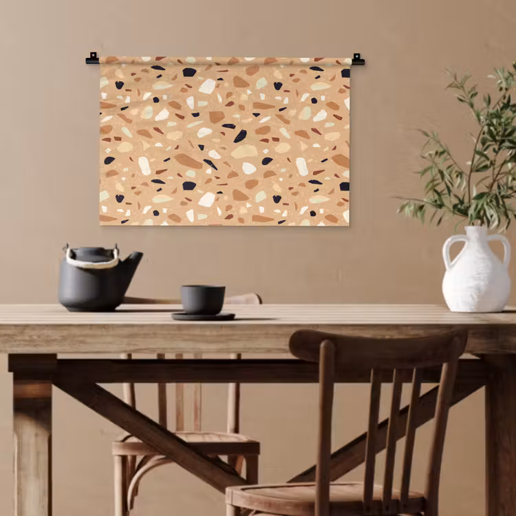 Terrazzo - Patroon - Kleurrijk - Oranje Wandkleed katoen klein 269 -sfeer6