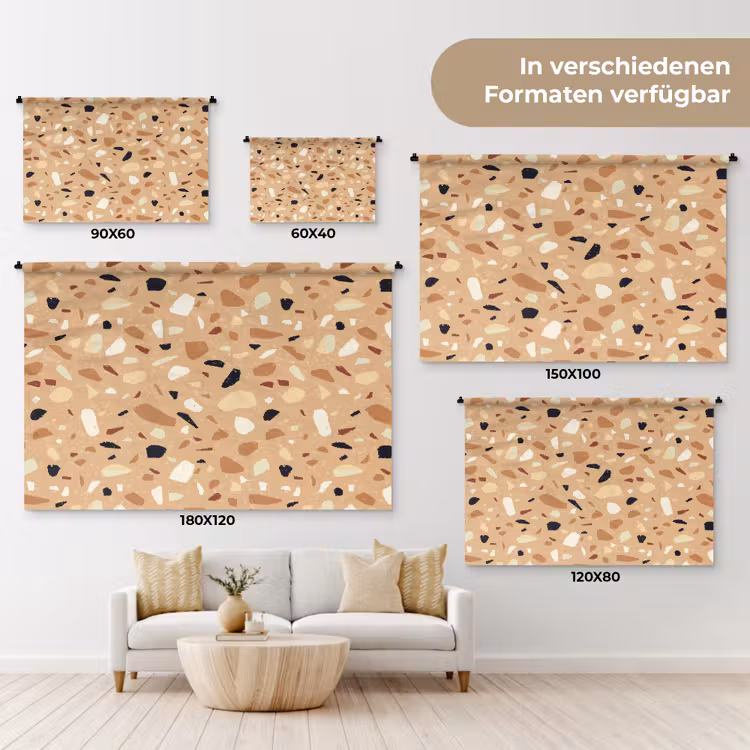 Terrazzo - Patroon - Kleurrijk - Oranje Wandkleed katoen klein 269 -tsfeer8_DE