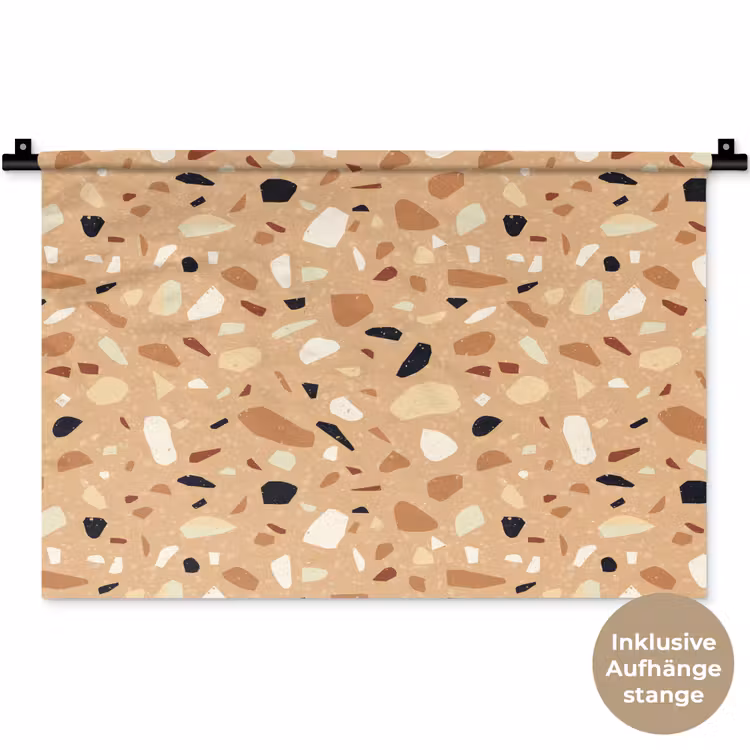 Terrazzo - Patroon - Kleurrijk - Oranje Wandkleed katoen klein 269 -t3d_DE
