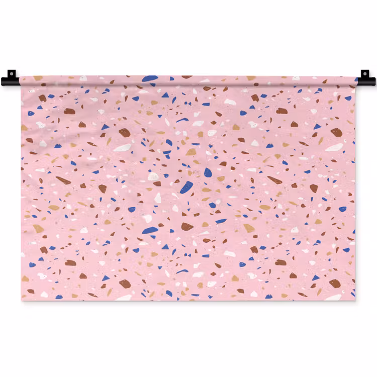 Terrazzo - Patroon - Kleurrijk - Roze Wandkleed katoen klein 269 -zz3d