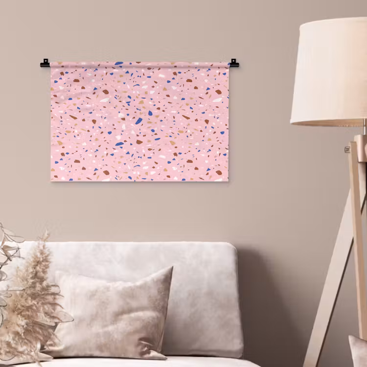 Terrazzo - Patroon - Kleurrijk - Roze Wandkleed katoen klein 269 -sfeer4