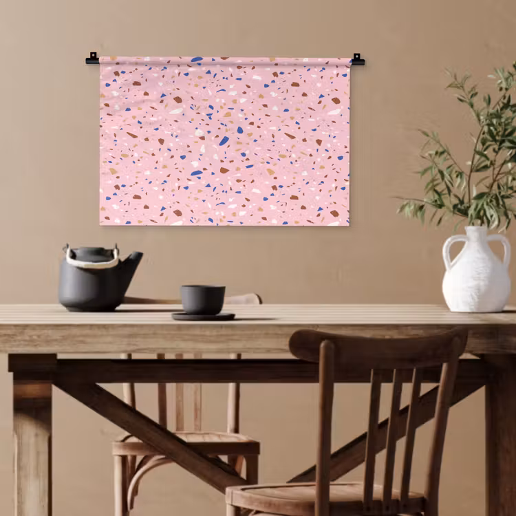 Terrazzo - Patroon - Kleurrijk - Roze Wandkleed katoen klein 269 -sfeer6