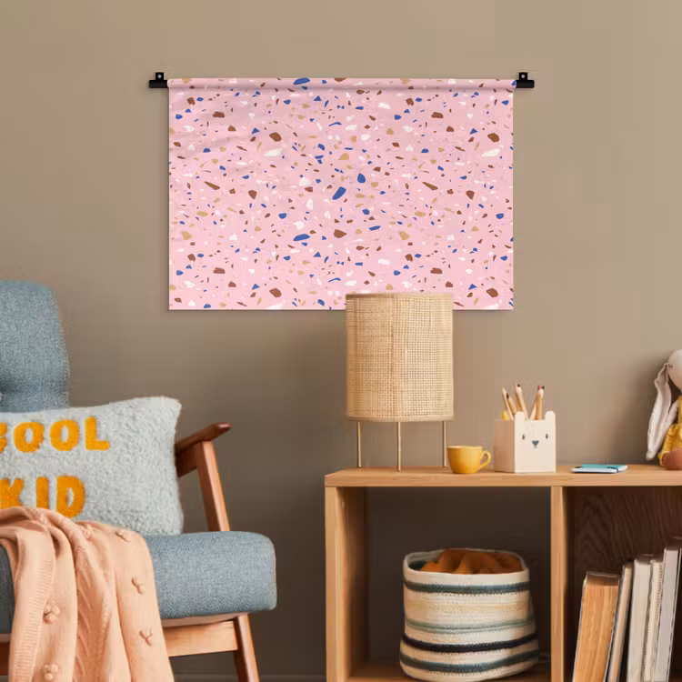 Terrazzo - Patroon - Kleurrijk - Roze Wandkleed katoen klein 269 -wsfeer4_kind